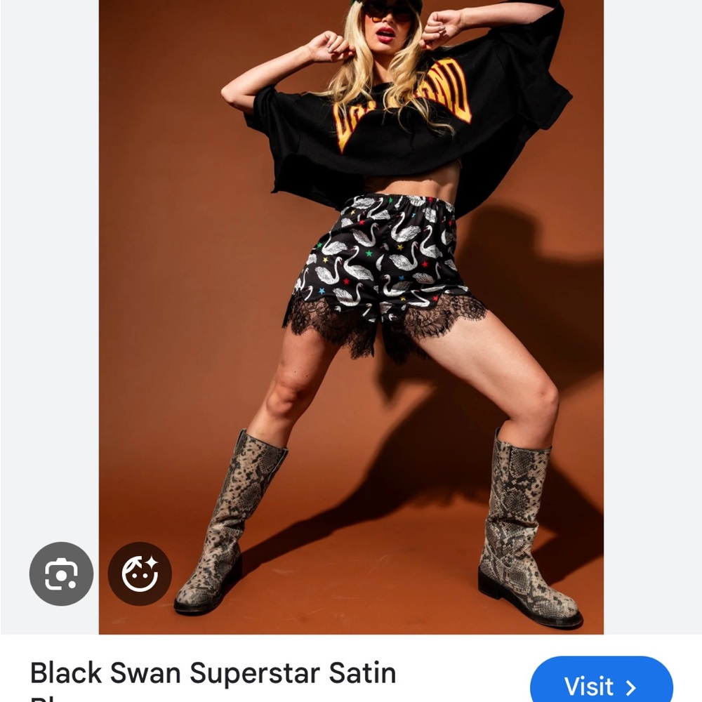 Dressed in LALA Black Swan Superstar Satin High Waist Shorts